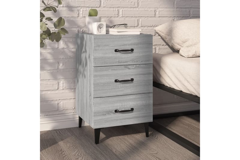 beBasic sengebord 40x40x66 cm konstrueret træ grå sonoma-eg - GrÃ¥ - Møbler - Borde - Aflastningsbord - Sengebord