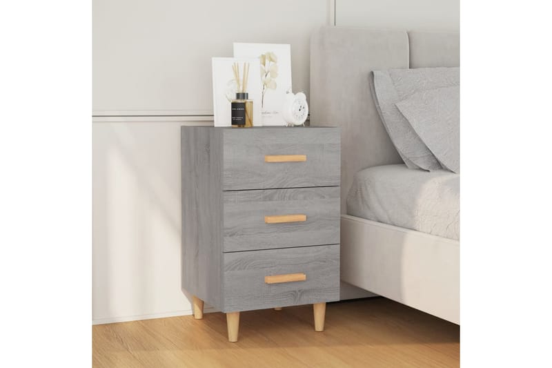 beBasic sengebord 40x40x66 cm konstrueret træ grå sonoma-eg - GrÃ¥ - Møbler - Borde - Aflastningsbord - Sengebord