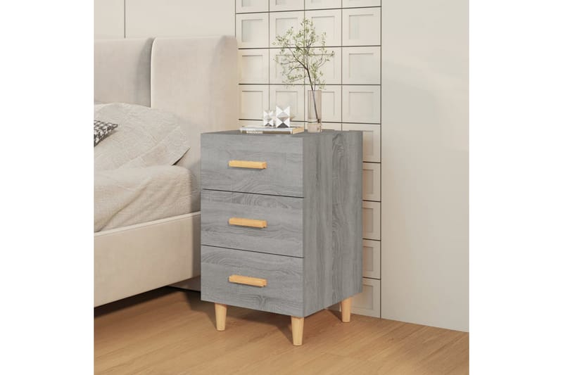 beBasic sengebord 40x40x66 cm konstrueret træ grå sonoma-eg - GrÃ¥ - Møbler - Borde - Aflastningsbord - Sengebord