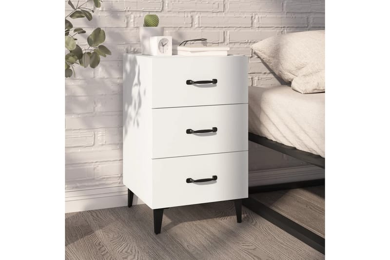 beBasic sengebord 40x40x66 cm konstrueret træ hvid - Hvid - Møbler - Borde - Aflastningsbord - Sengebord