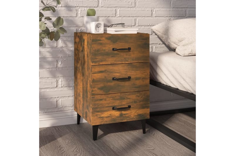 beBasic sengebord 40x40x66 cm konstrueret træ røget egetræsfarve - Brun - Møbler - Borde - Aflastningsbord - Sengebord