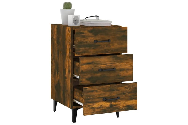 beBasic sengebord 40x40x66 cm konstrueret træ røget egetræsfarve - Brun - Møbler - Borde - Aflastningsbord - Sengebord