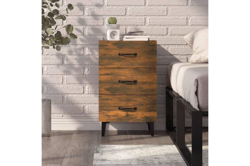 beBasic sengebord 40x40x66 cm konstrueret træ røget egetræsfarve - Brun - Møbler - Borde - Aflastningsbord - Sengebord