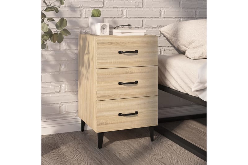 beBasic sengebord 40x40x66 cm konstrueret træ sonoma-eg - Brun - Møbler - Borde - Aflastningsbord - Sengebord