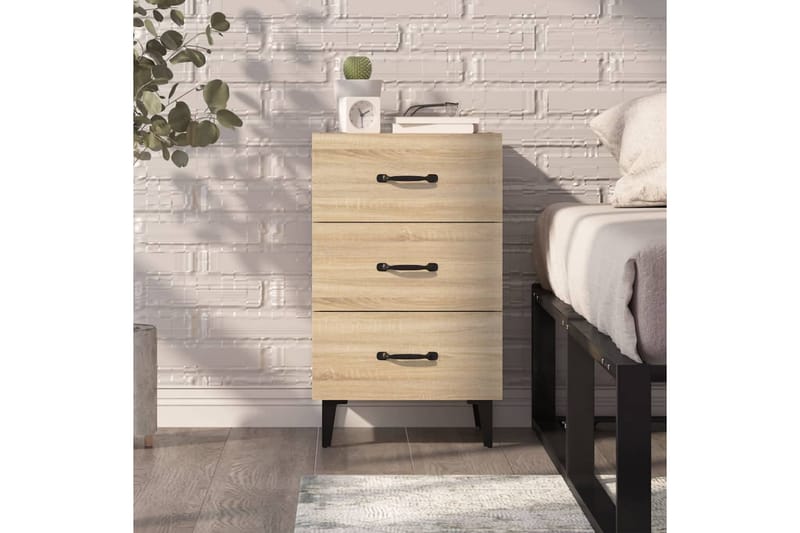 beBasic sengebord 40x40x66 cm konstrueret træ sonoma-eg - Brun - Møbler - Borde - Aflastningsbord - Sengebord