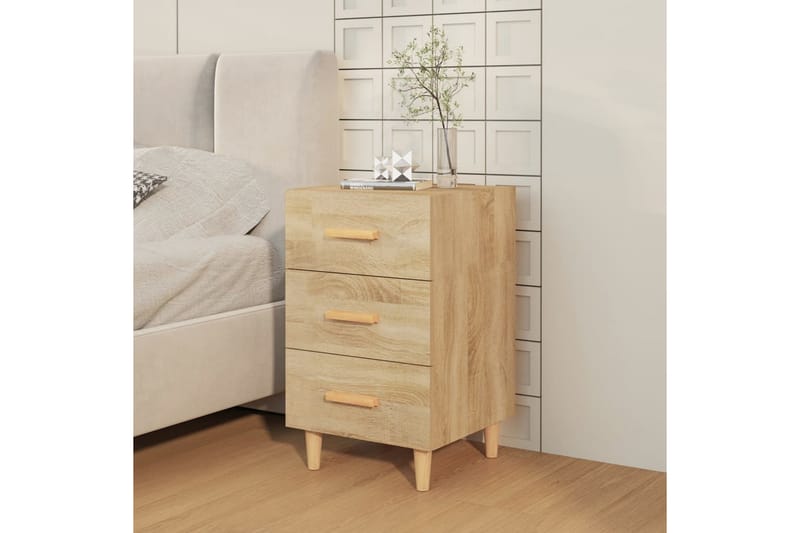 beBasic sengebord 40x40x66 cm konstrueret træ sonoma-eg - Brun - Møbler - Borde - Aflastningsbord - Sengebord