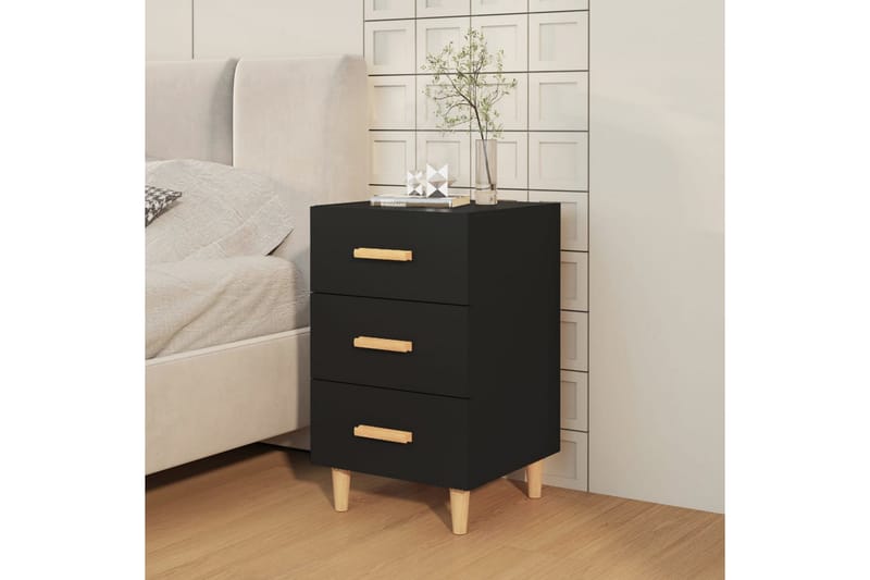 beBasic sengebord 40x40x66 cm konstrueret træ sort - Sort - Sengebord