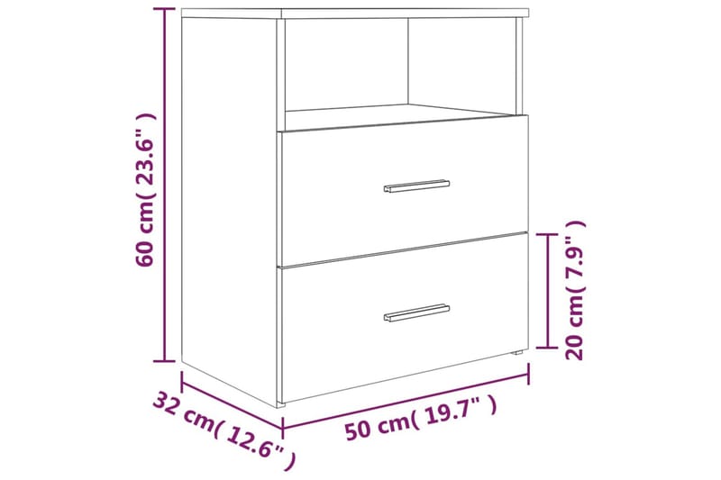 beBasic sengebord 50x32x60 cm grå sonoma-eg - GrÃ¥ - Sengebord