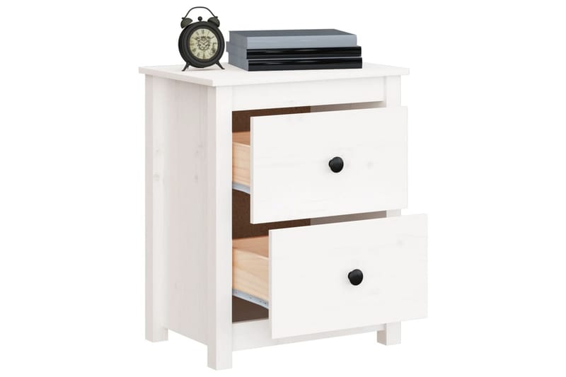 beBasic sengebord 50x35x61,5 cm massivt fyrretræ hvid - Hvid - Møbler - Borde - Aflastningsbord - Sengebord