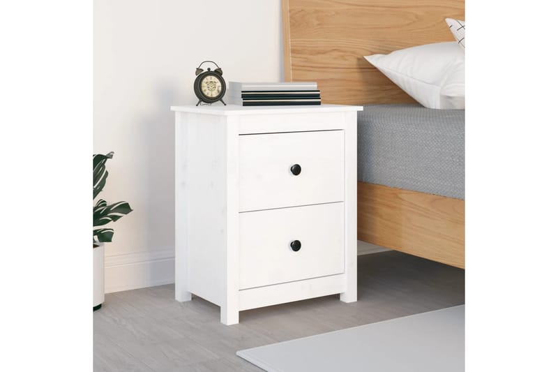 beBasic sengebord 50x35x61,5 cm massivt fyrretræ hvid - Hvid - Møbler - Borde - Aflastningsbord - Sengebord