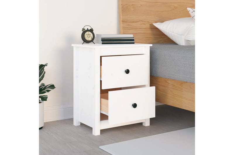 beBasic sengebord 50x35x61,5 cm massivt fyrretræ hvid - Hvid - Møbler - Borde - Aflastningsbord - Sengebord