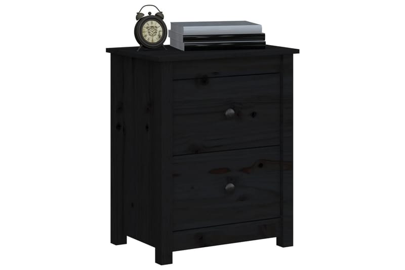 beBasic sengebord 50x35x61,5 cm massivt fyrretræ sort - Sort - Møbler - Borde - Aflastningsbord - Sengebord