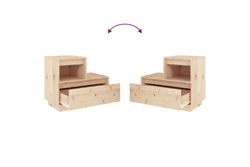 beBasic sengebord 60x34x51 cm massivt fyrretræ - Brun - Møbler - Borde - Aflastningsbord - Sengebord