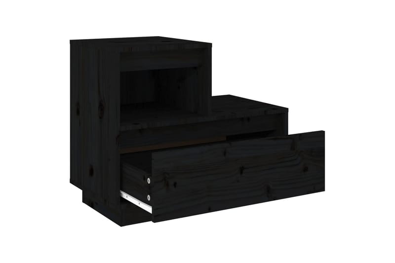 beBasic sengebord 60x34x51 cm massivt fyrretræ sort - Sort - Sengebord