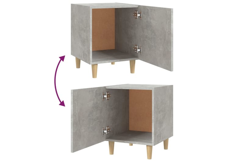 beBasic sengebord konstrueret træ betongrå - GrÃ¥ - Sengebord