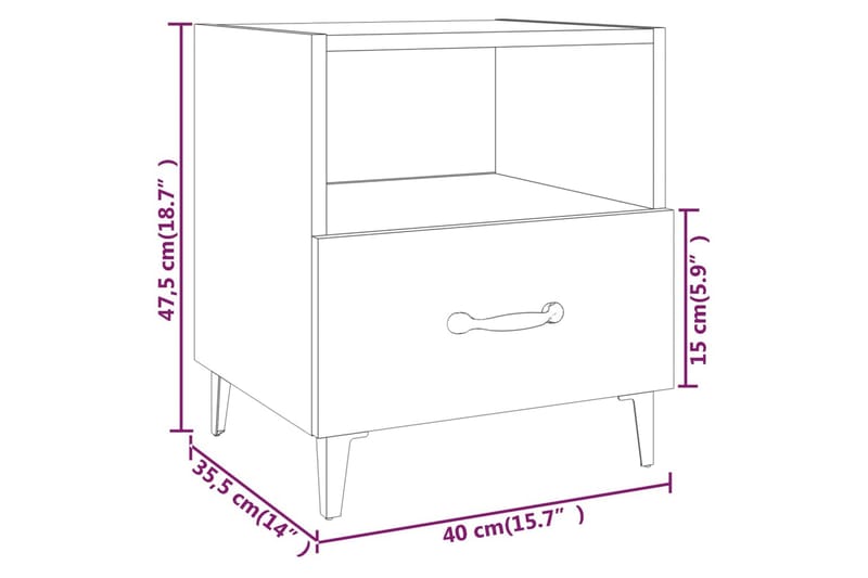 beBasic sengebord konstrueret træ betongrå - GrÃ¥ - Sengebord