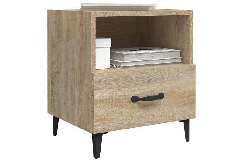 beBasic sengebord konstrueret træ sonoma-eg - Brun - Møbler - Borde - Aflastningsbord - Sengebord