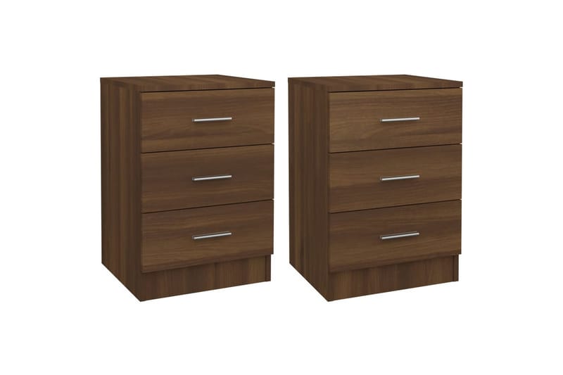beBasic sengeborde 2 stk. 38x35x56 cm konstrueret træ brun egetræsfarve - Brun - Møbler - Borde - Aflastningsbord - Sengebord