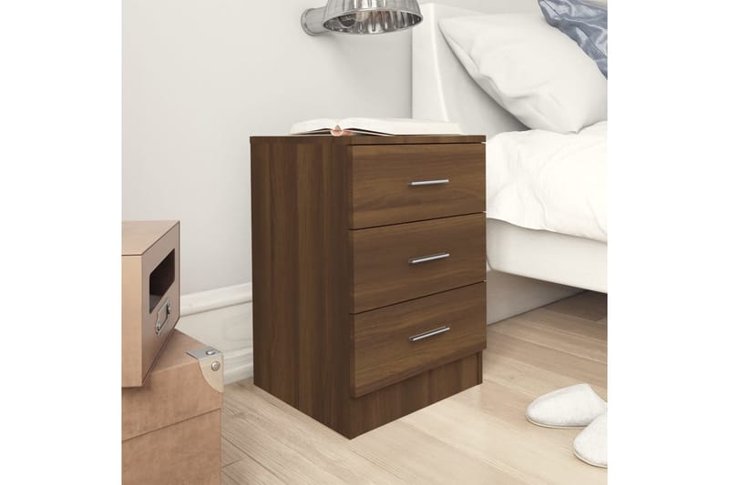 beBasic sengeborde 2 stk. 38x35x56 cm konstrueret træ brun egetræsfarve - Brun - Møbler - Borde - Aflastningsbord - Sengebord