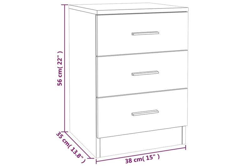 beBasic sengeborde 2 stk. 38x35x56 cm konstrueret træ brun egetræsfarve - Brun - Sengebord