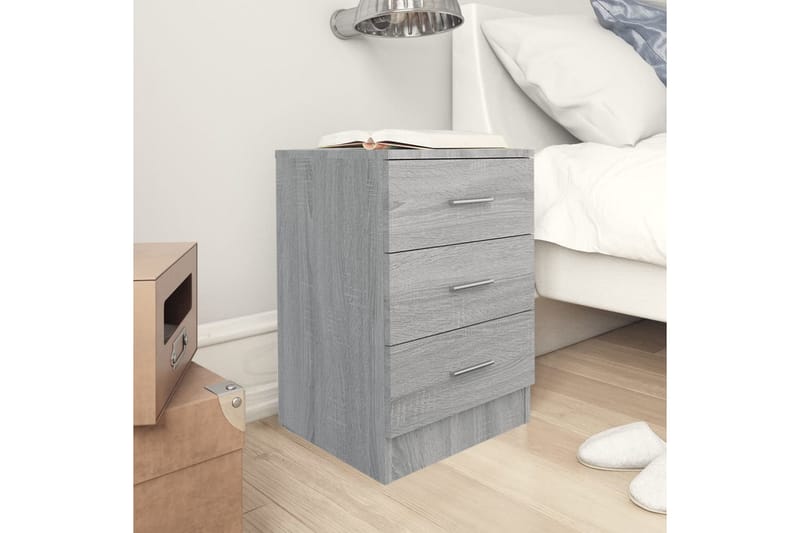 beBasic sengeborde 2 stk. 38x35x56 cm konstrueret træ grå sonoma-eg - GrÃ¥ - Møbler - Borde - Aflastningsbord - Sengebord