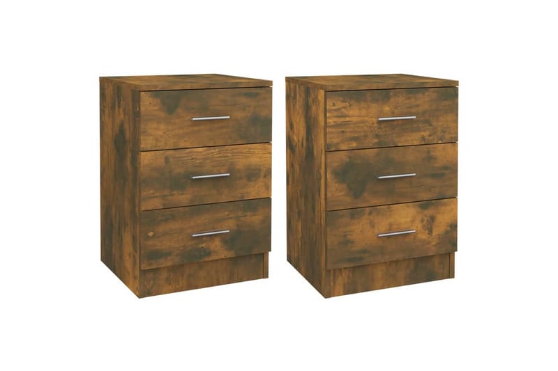 beBasic sengeborde 2 stk. 38x35x56 cm konstrueret træ røget egetræ - Brun - Møbler - Borde - Aflastningsbord - Sengebord