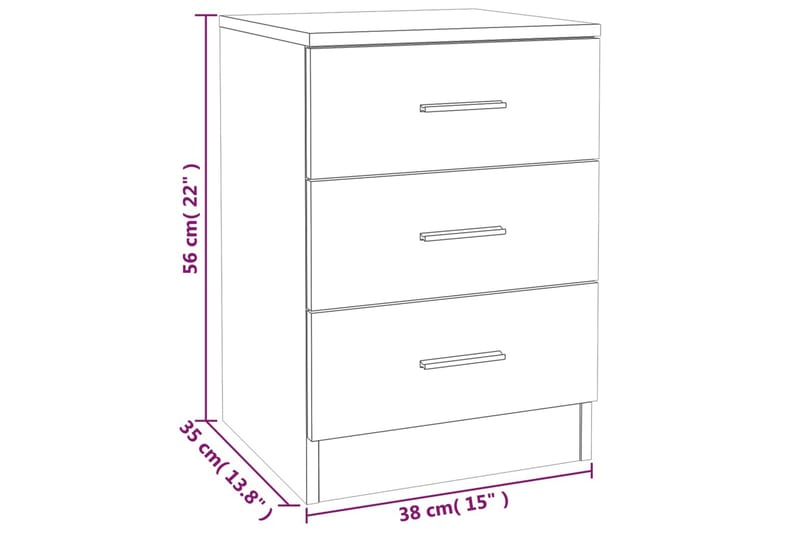 beBasic sengeborde 2 stk. 38x35x56 cm konstrueret træ røget egetræ - Brun - Sengebord