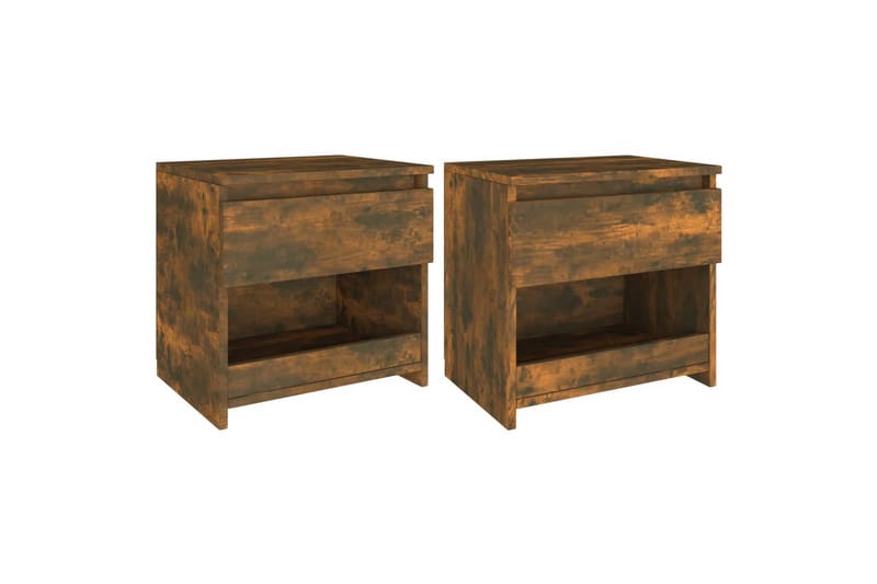 beBasic sengeborde 2 stk. 40x30x39 cm konstrueret træ røget egetræ - Brun - Møbler - Borde - Aflastningsbord - Sengebord