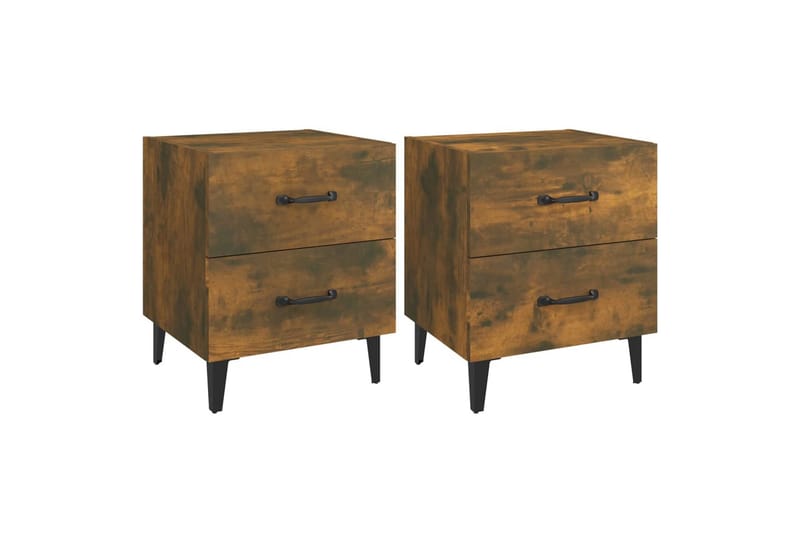 beBasic sengeborde 2 stk. 40x35x47,5 cm røget egetræsfarve - Brun - Møbler - Borde - Aflastningsbord - Sengebord