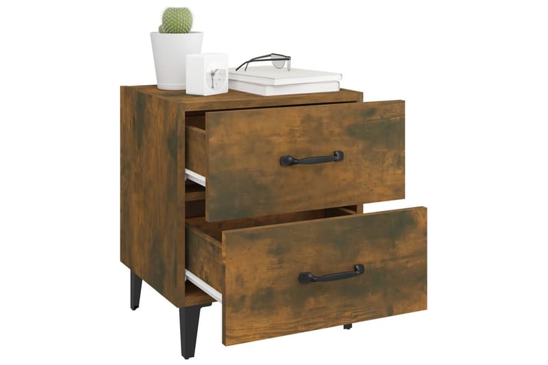 beBasic sengeborde 2 stk. 40x35x47,5 cm røget egetræsfarve - Brun - Møbler - Borde - Aflastningsbord - Sengebord