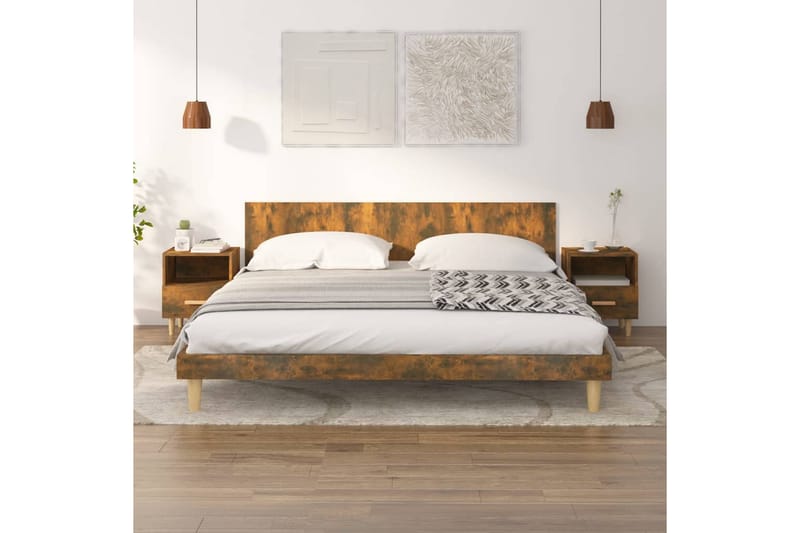 beBasic sengeborde 2 stk. 40x35x47 cm røget egetræsfarve - Brun - Møbler - Borde - Aflastningsbord - Sengebord