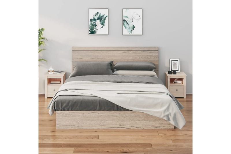 beBasic sengeborde 2 stk. 40x35x49 cm massivt fyrretræ - Brun - Møbler - Borde - Aflastningsbord - Sengebord