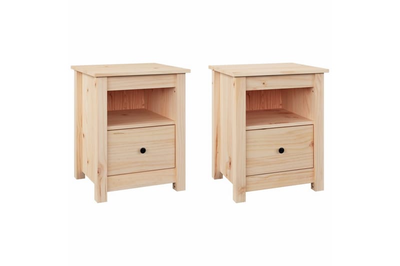 beBasic sengeborde 2 stk. 40x35x49 cm massivt fyrretræ - Brun - Møbler - Borde - Aflastningsbord - Sengebord