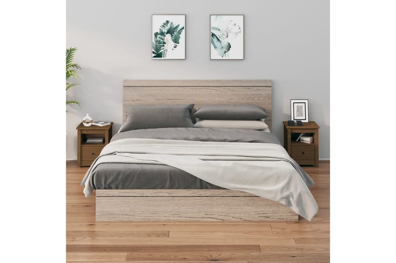 beBasic sengeborde 2 stk. 40x35x49 cm massivt fyrretræ gyldenbrun - Brun - Møbler - Borde - Aflastningsbord - Sengebord