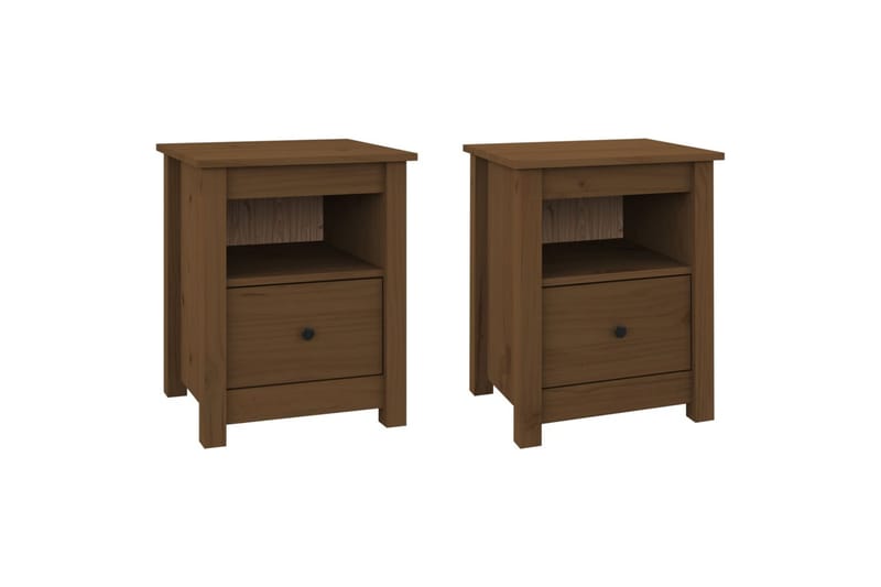 beBasic sengeborde 2 stk. 40x35x49 cm massivt fyrretræ gyldenbrun - Brun - Møbler - Borde - Aflastningsbord - Sengebord