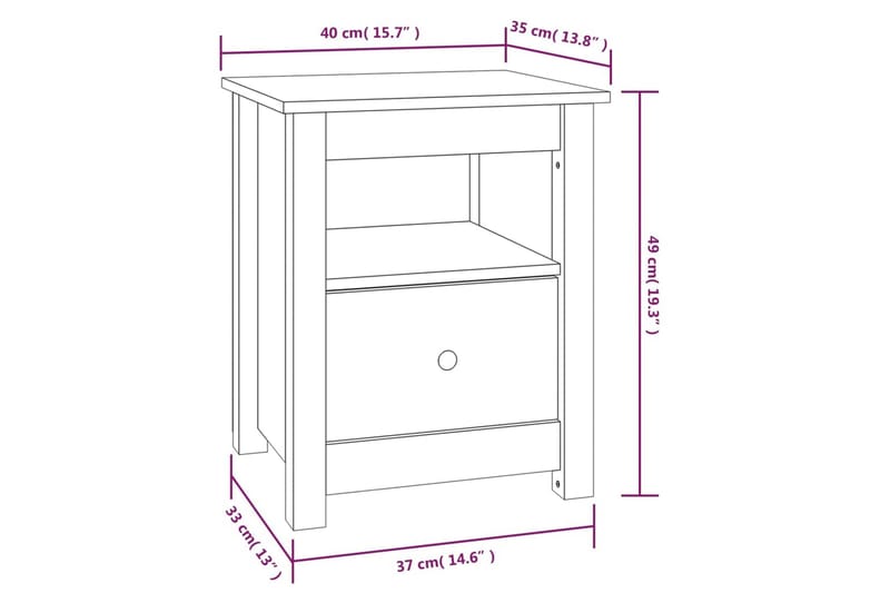 beBasic sengeborde 2 stk. 40x35x49 cm massivt fyrretræ hvid - Hvid - Møbler - Borde - Aflastningsbord - Sengebord