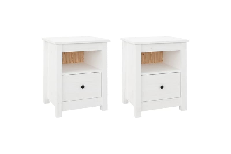 beBasic sengeborde 2 stk. 40x35x49 cm massivt fyrretræ hvid - Hvid - Møbler - Borde - Aflastningsbord - Sengebord