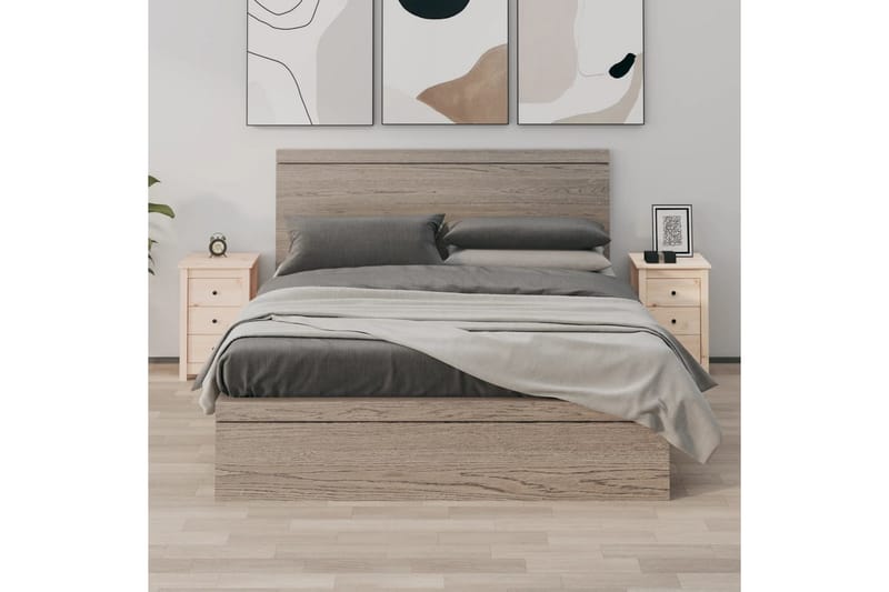 beBasic sengeborde 2 stk. 40x35x61,5 cm massivt fyrretræ - Brun - Møbler - Borde - Aflastningsbord - Sengebord