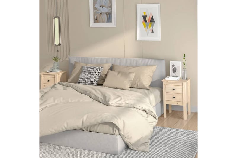 beBasic sengeborde 2 stk. 40x35x61,5 cm massivt fyrretræ - Brun - Møbler - Borde - Aflastningsbord - Sengebord