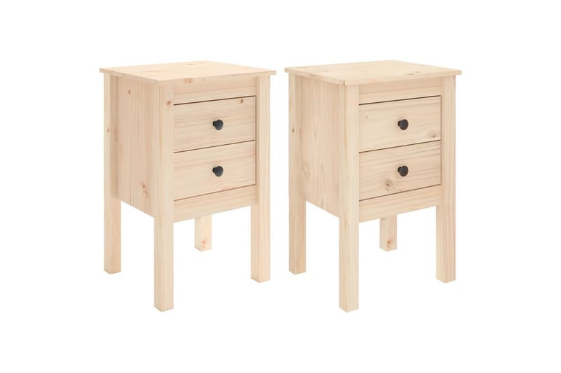 beBasic sengeborde 2 stk. 40x35x61,5 cm massivt fyrretræ - Brun - Møbler - Borde - Aflastningsbord - Sengebord