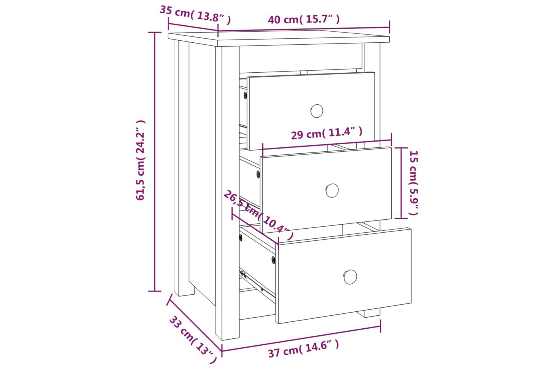 beBasic sengeborde 2 stk. 40x35x61,5 cm massivt fyrretræ gyldenbrun - Brun - Møbler - Borde - Aflastningsbord - Sengebord