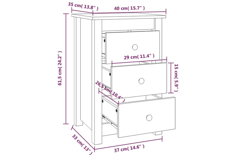 beBasic sengeborde 2 stk. 40x35x61,5 cm massivt fyrretræ gyldenbrun - Brun - Møbler - Borde - Aflastningsbord - Sengebord