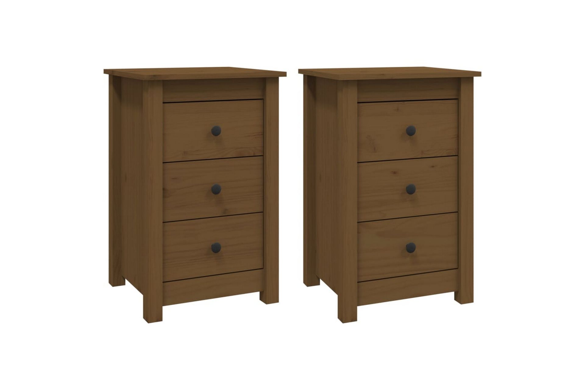 beBasic sengeborde 2 stk. 40x35x61,5 cm massivt fyrretræ gyldenbrun - Brun - Møbler - Borde - Aflastningsbord - Sengebord