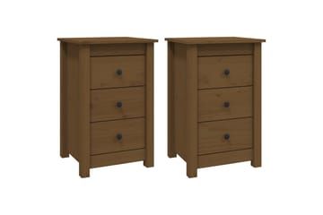 beBasic sengeborde 2 stk. 40x35x61,5 cm massivt fyrretræ gyldenbrun - Brun - Møbler - Borde - Aflastningsbord - Sengebord