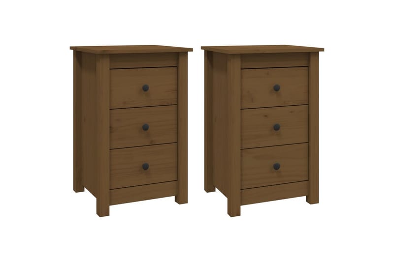 beBasic sengeborde 2 stk. 40x35x61,5 cm massivt fyrretræ gyldenbrun - Brun - Møbler - Borde - Aflastningsbord - Sengebord