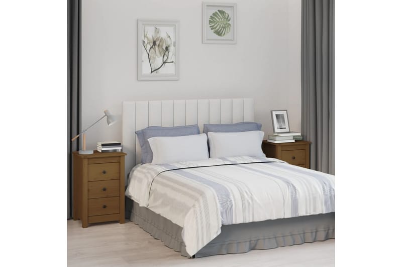 beBasic sengeborde 2 stk. 40x35x61,5 cm massivt fyrretræ gyldenbrun - Brun - Møbler - Borde - Aflastningsbord - Sengebord