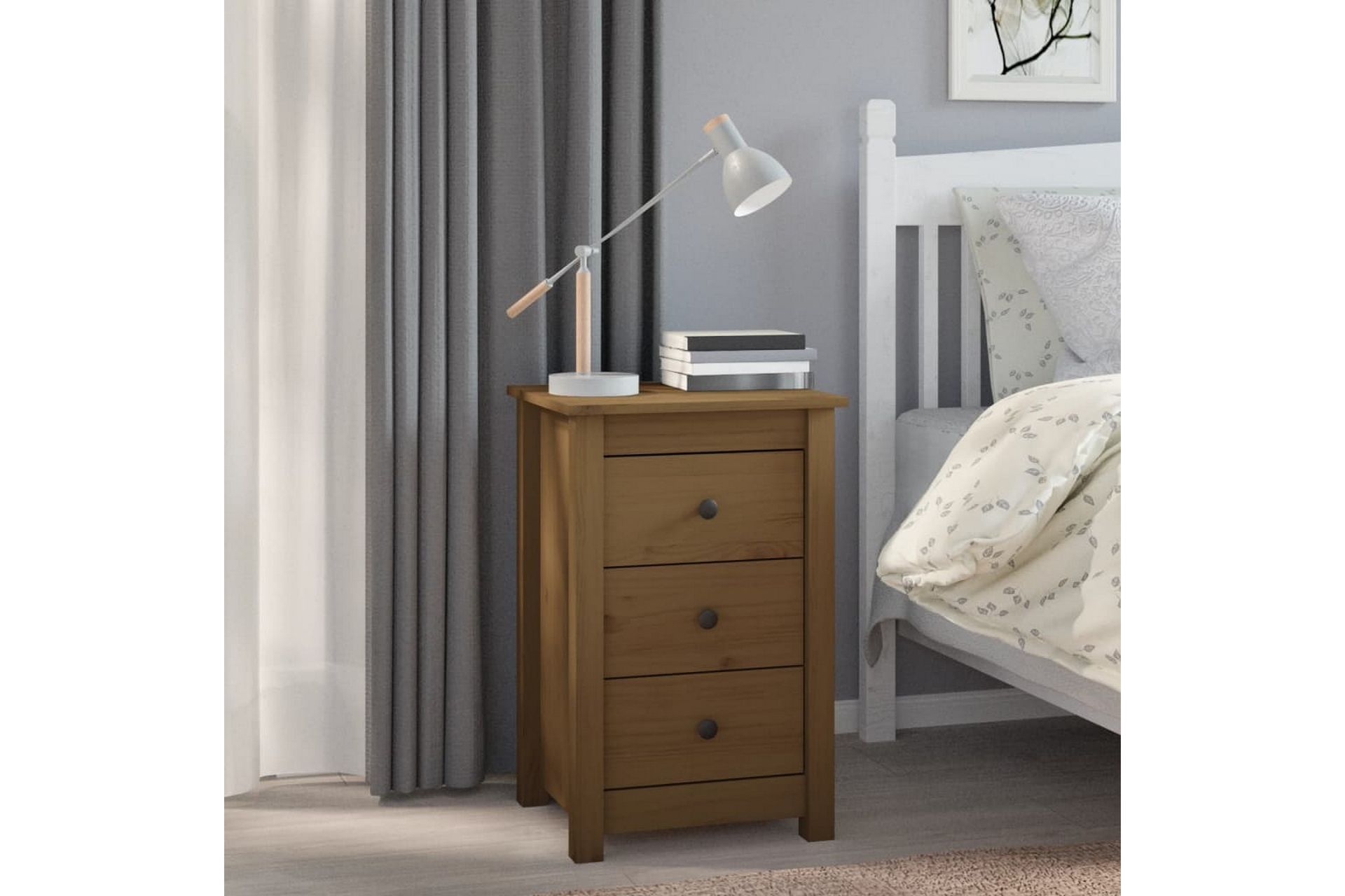 beBasic sengeborde 2 stk. 40x35x61,5 cm massivt fyrretræ gyldenbrun - Brun - Møbler - Borde - Aflastningsbord - Sengebord