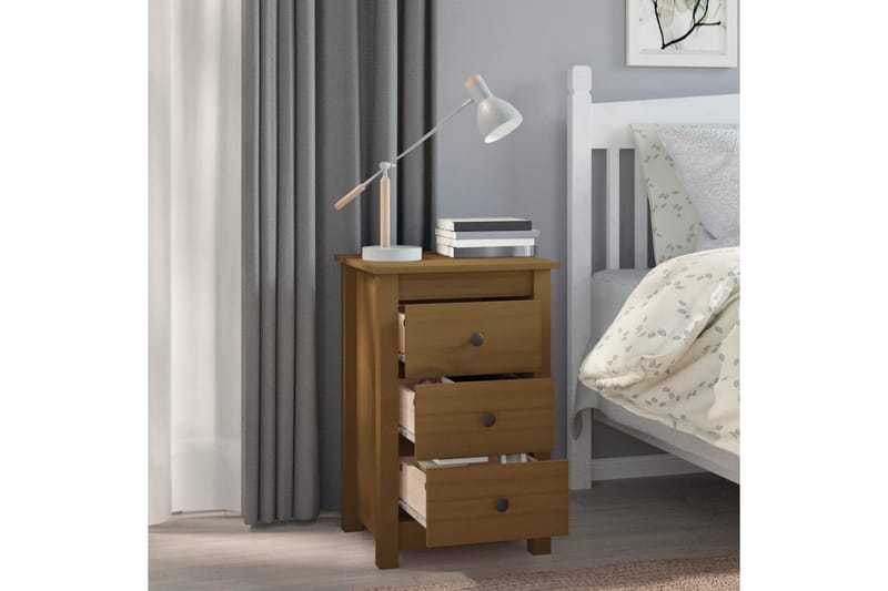 beBasic sengeborde 2 stk. 40x35x61,5 cm massivt fyrretræ gyldenbrun - Brun - Møbler - Borde - Aflastningsbord - Sengebord