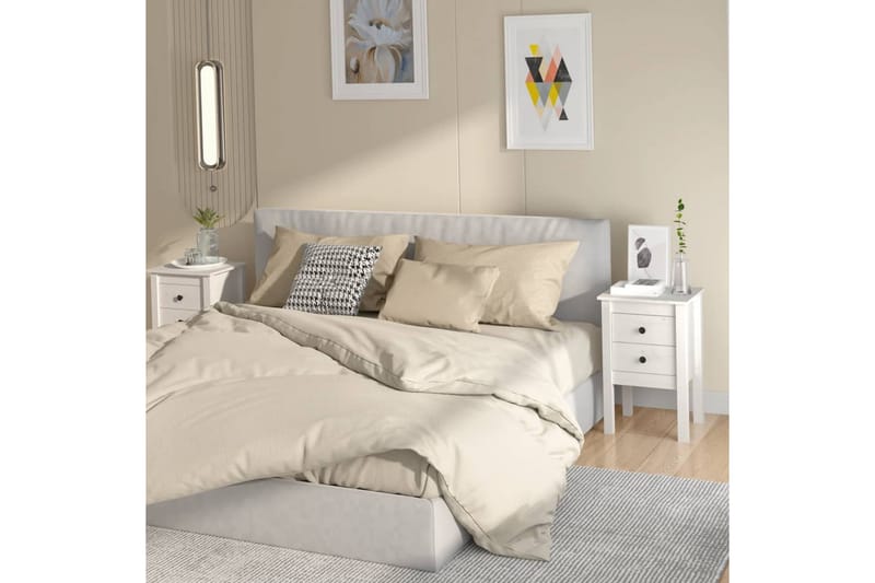 beBasic sengeborde 2 stk. 40x35x61,5 cm massivt fyrretræ hvid - Hvid - Sengebord