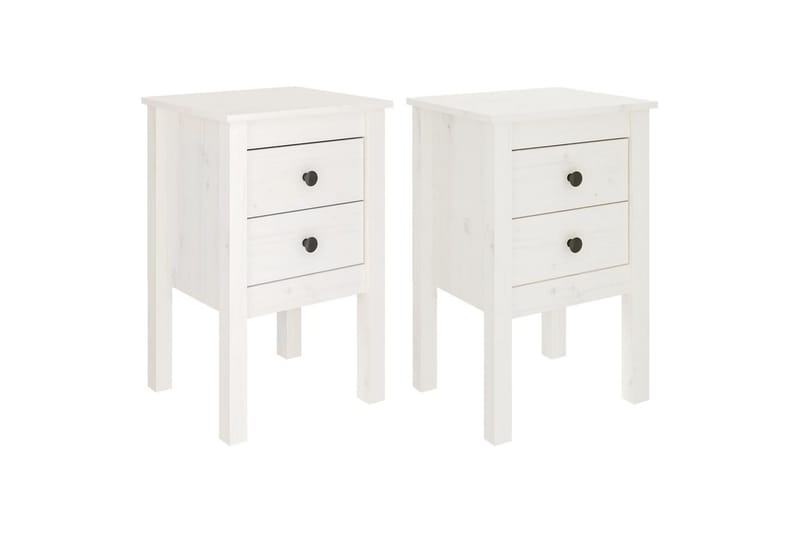 beBasic sengeborde 2 stk. 40x35x61,5 cm massivt fyrretræ hvid - Hvid - Møbler - Borde - Aflastningsbord - Sengebord